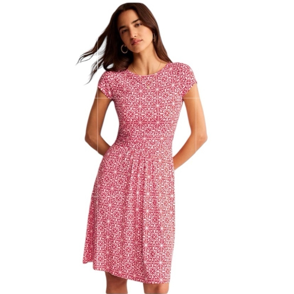 Boden Flame Red Amelia Draped Jersey Floral Romantic Feminine Dress Size 4P